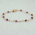 Dapped Bar & Gemstone Chain Bracelet | Magpie Jewellery | Yellow Gold | Garnet