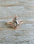 Salt & Pepper Kite Diamond Halo Ring | Magpie Jewellery