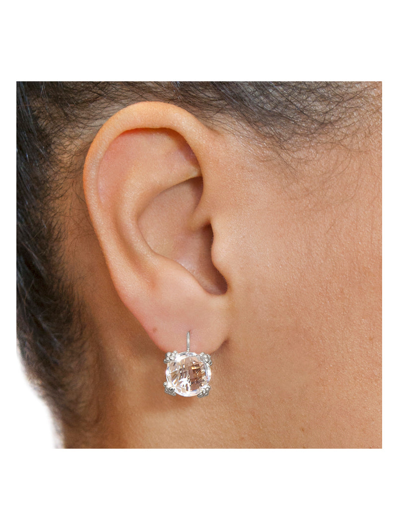 Dewdrop Cluster Earrings - Clear Topaz & Silver - Magpie Jewellery
