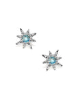 Micro Aztec Starburst Studs - Swiss blue Topaz & Silver | Magpie Jewellery