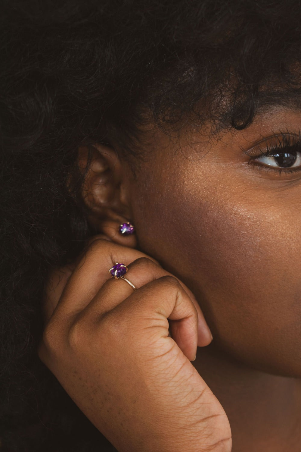 Raw Amethyst Stud Earrings - Magpie Jewellery