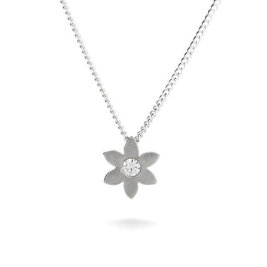 Sterling Silver Flower necklace with CZ - Magpie Jewellery