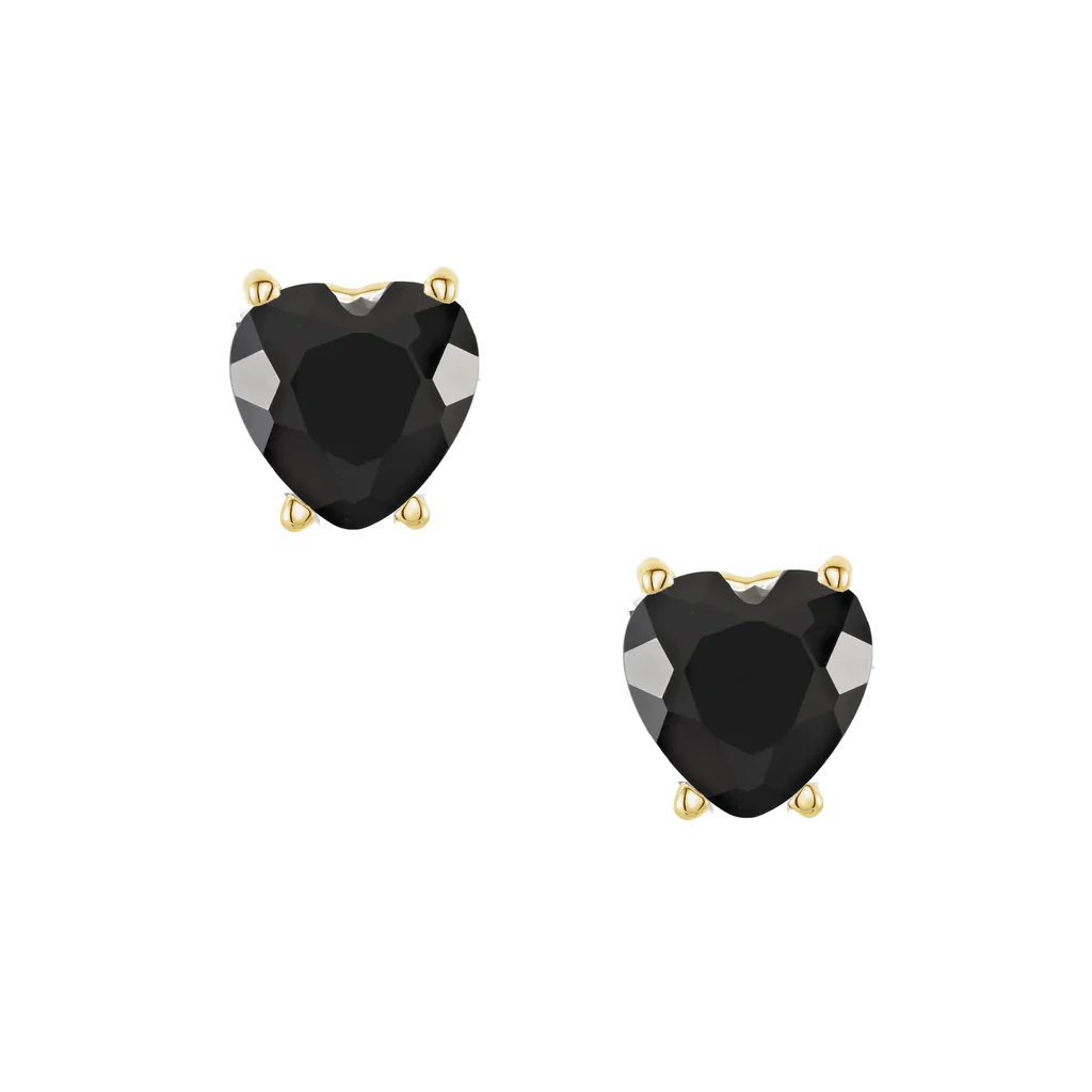 Black Onyx Sweetheart Gem Stud Earrings | Magpie Jewellery