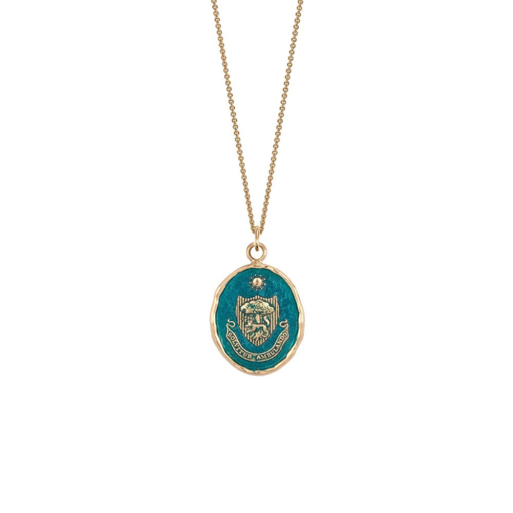 14k Gold Walking Meditation Talisman - Mediterranean Blue - Magpie Jewellery