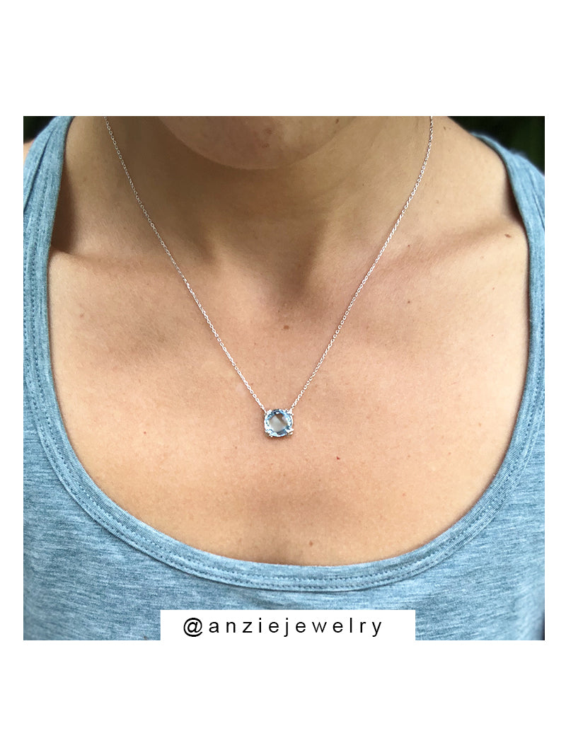 Dew Drop Mini Cluster Necklace - Blue Topaz &amp; Silver | Magpie Jewellery