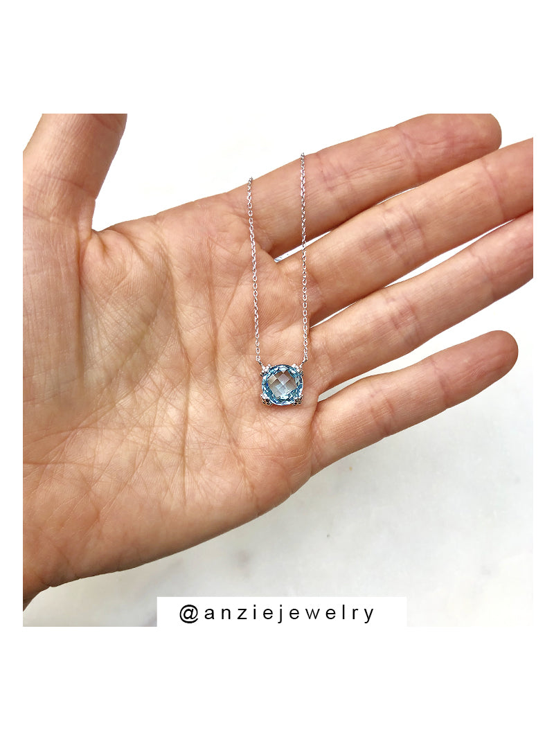 Dew Drop Mini Cluster Necklace - Blue Topaz &amp; Silver | Magpie Jewellery