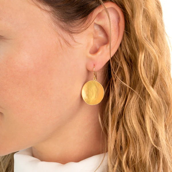 Large Hammered Disc Hook Earrings | Magpie Jewellery