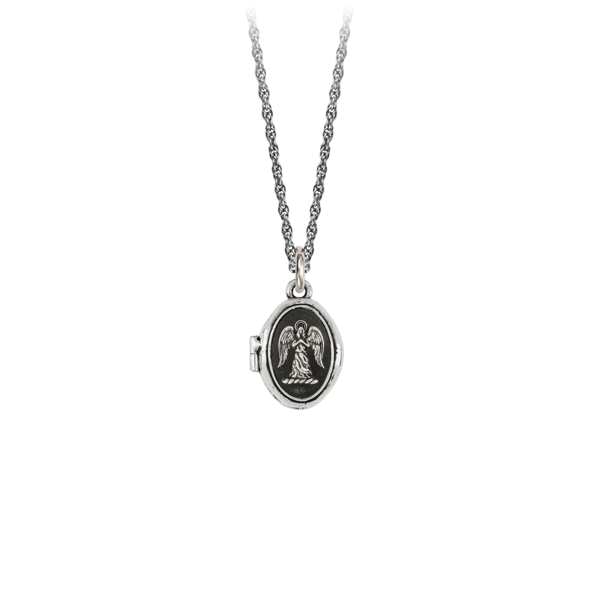 Sterling Silver Small Guardian Angel Locket | Magpie Jewellery