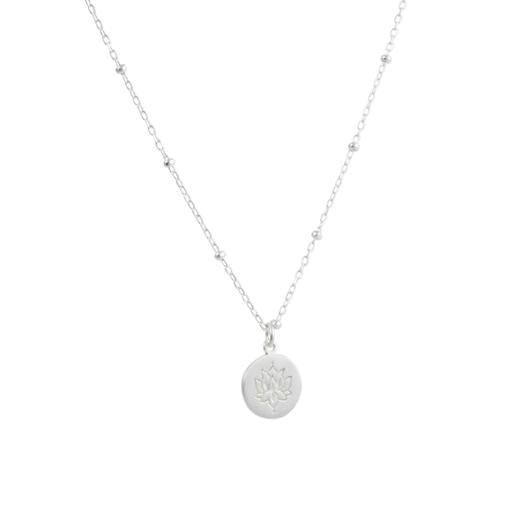 Engraved Lotus Disc Necklace - Magpie Jewellery