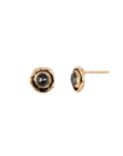 Small Charcoal Rustic Diamond Faceted Stone 14K Gold Stud | Magpie Jewellery