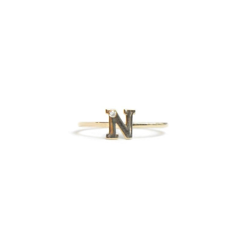 Love Letter single diamond ring A to Z - Diamond &amp; Yellow Gold | Magpie Jewellery