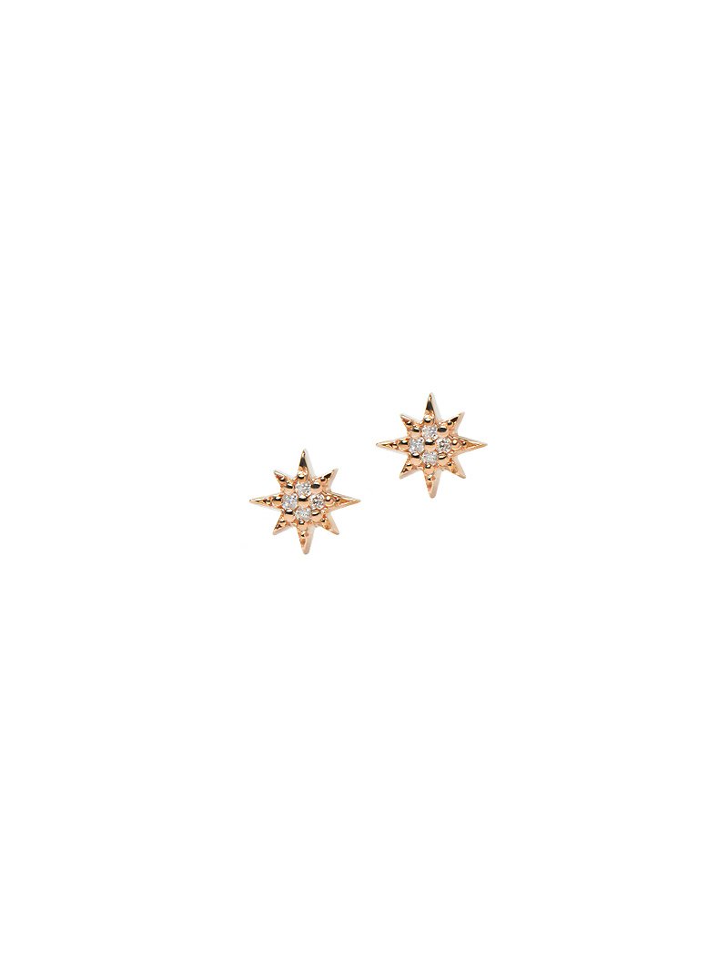 Micro Aztec North Star Studs RG | Magpie Jewellery