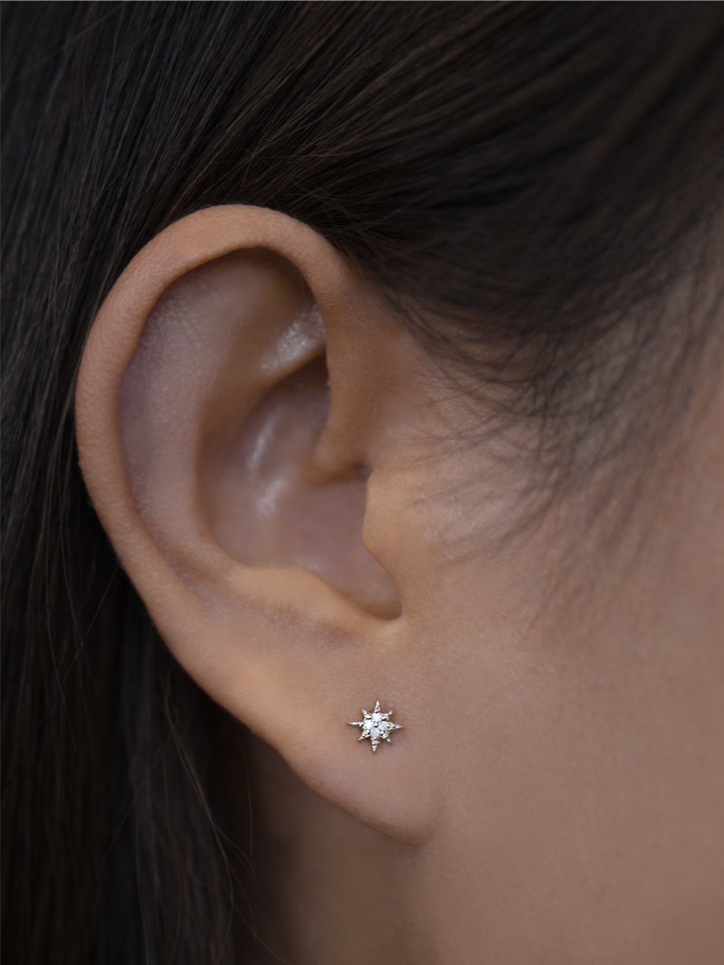 Micro Aztec North Star Studs Silver | Magpie Jewellery