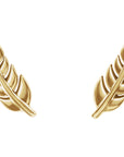 Yellow Gold Leaf Studs - Magpie Jewellery