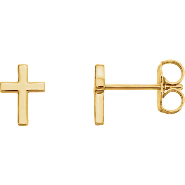 Cross Studs - Yellow gold - Magpie Jewellery