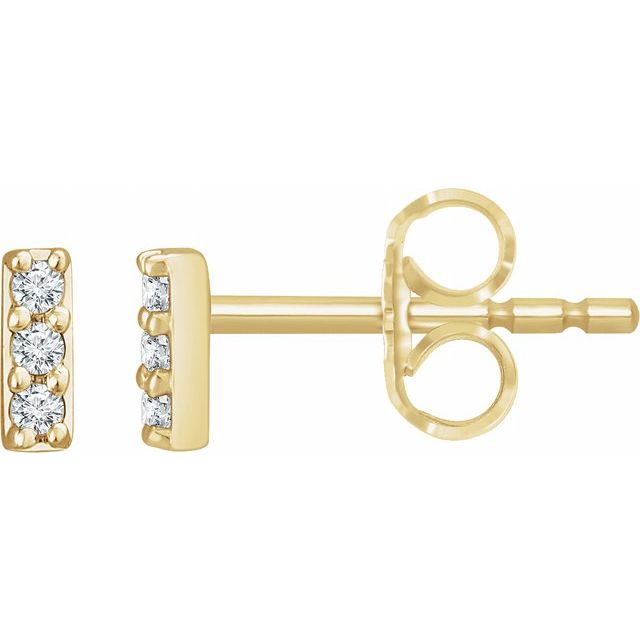 14 Gold .05ct Diamond Bar Earrings - Magpie Jewellery