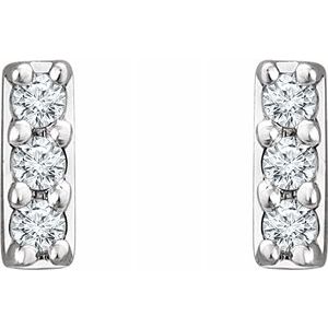 14 Gold .05ct Diamond Bar Earrings - Magpie Jewellery