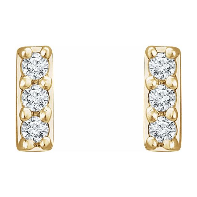 14 Gold .05ct Diamond Bar Earrings - Magpie Jewellery