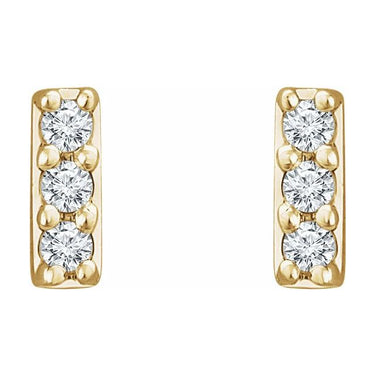 14 Gold .05ct Diamond Bar Earrings - Magpie Jewellery