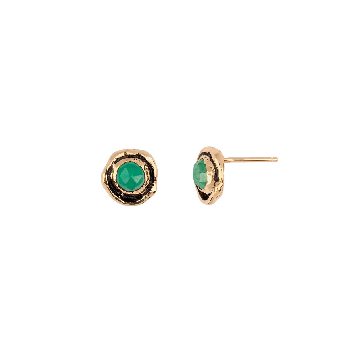Small Emerald Faceted Stone 14K Gold Stud | Magpie Jewellery