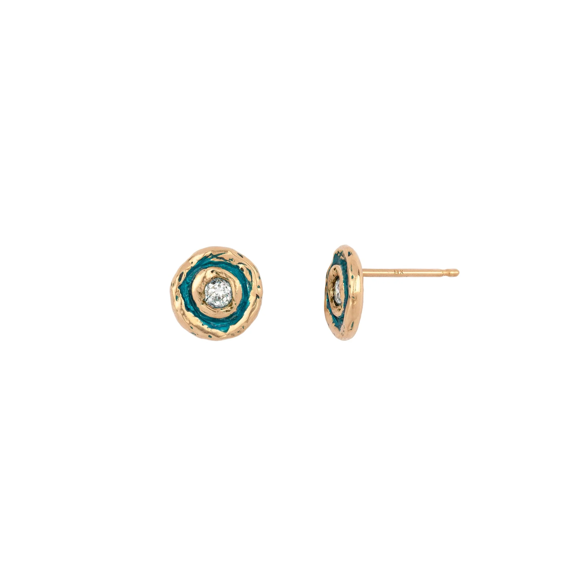 Flush Set Diamond 14k Gold Stud - True Colors | Magpie Jewellery