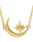 14k gold Crescent Moon & Star Pendant Necklace - Magpie Jewellery
