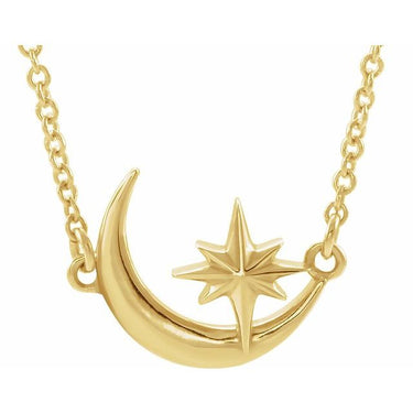 14k gold Crescent Moon & Star Pendant Necklace - Magpie Jewellery