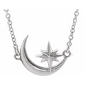 14k gold Crescent Moon & Star Pendant Necklace - Magpie Jewellery