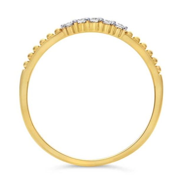 14K Gold Beaded Band With Diamonds - Magpie Jewellery