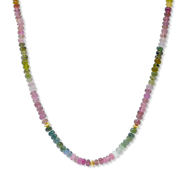 Bohème Smooth Multicolored Tourmaline Rondelle Necklace | Magpie Jewellery