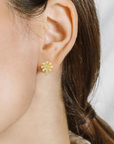 Gold Daisy Gem Stud Earrings | Magpie Jewellery