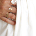 Gold Petal Pearl Ring - Magpie Jewellery