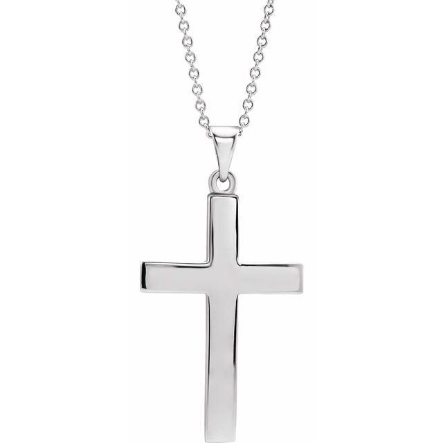 14k Gold Cross Necklace White