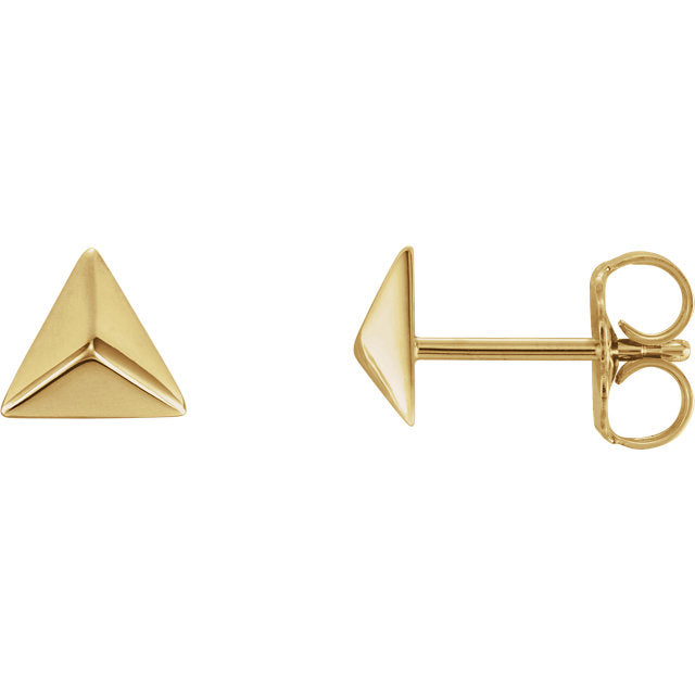 Yellow Gold Triangular Pyramid Earrings - Magpie Jewellery