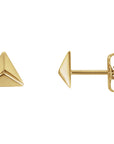 Yellow Gold Triangular Pyramid Earrings - Magpie Jewellery