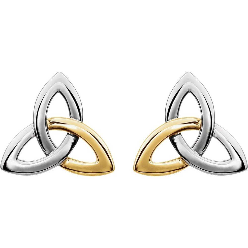 14k White & Yellow Trinity Earrings - Magpie Jewellery