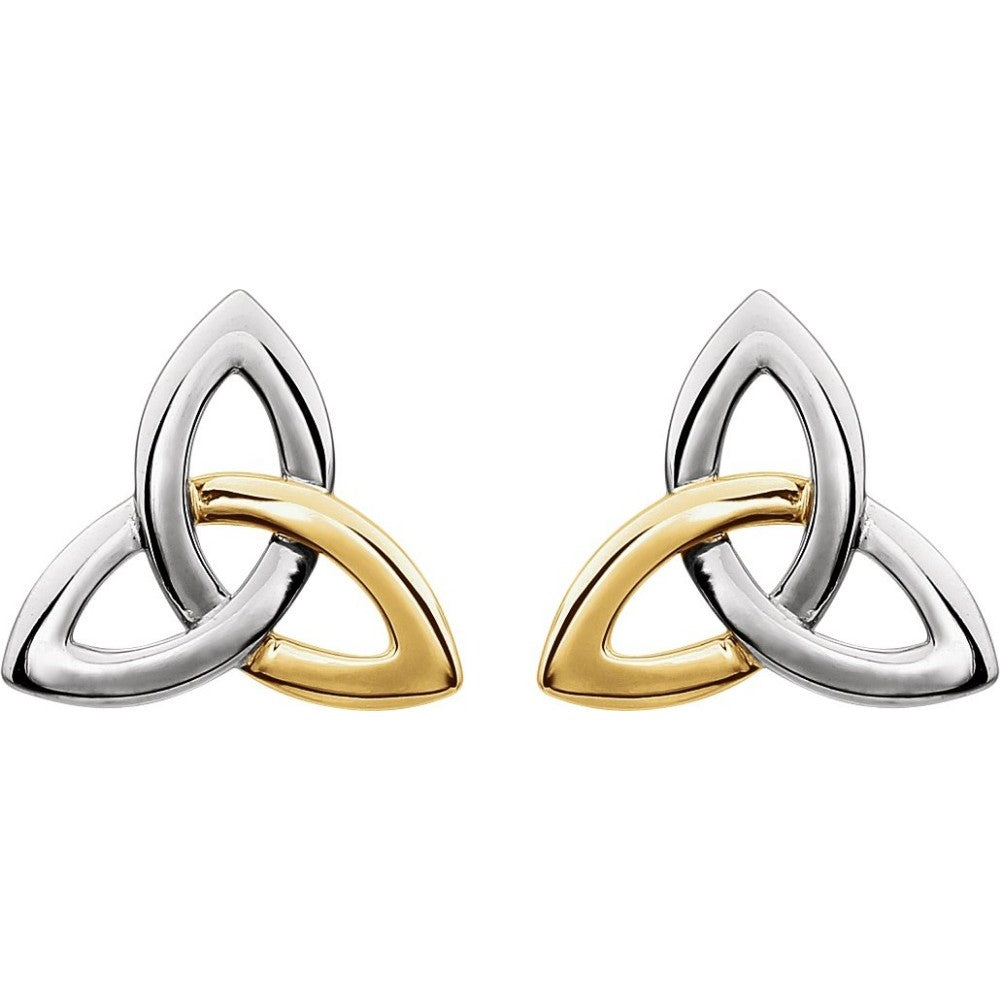14k White &amp; Yellow Trinity Earrings - Magpie Jewellery