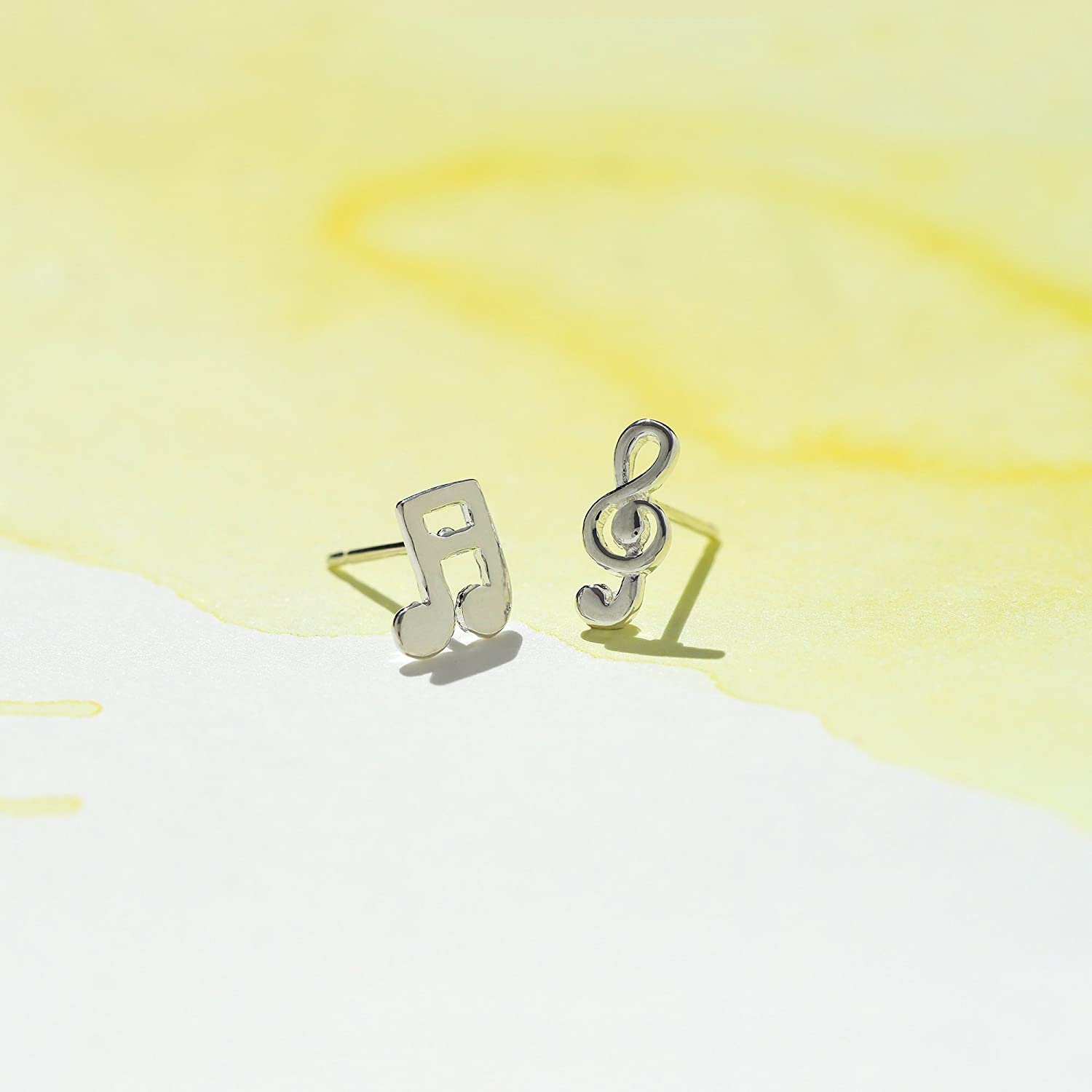 Asymmetrical Music Note &amp; Treble Clef Studs - Magpie Jewellery