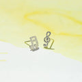 Asymmetrical Music Note & Treble Clef Studs - Magpie Jewellery