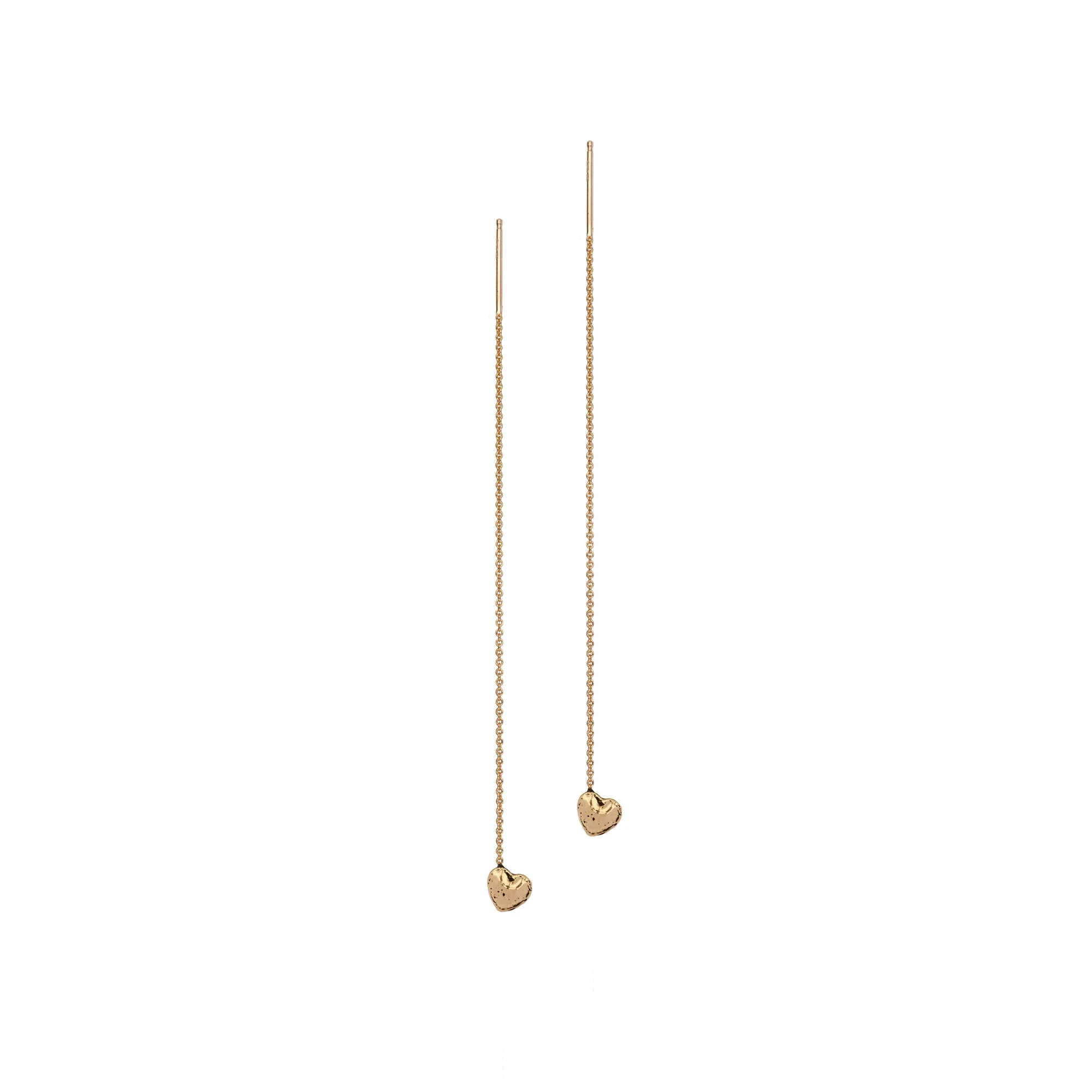 Hearts 14k Gold Symbol Thread Through Earring | Magpie Jewellery