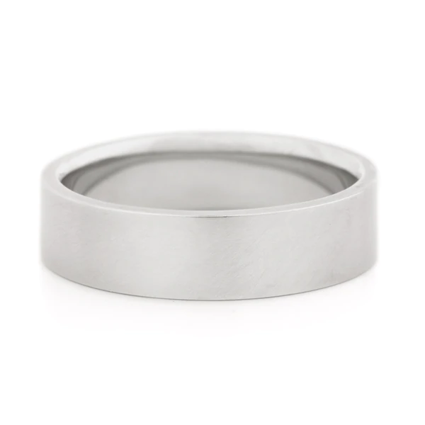14K White Gold Pipe Cut 6mm Wide Band | Magpie Jewellery