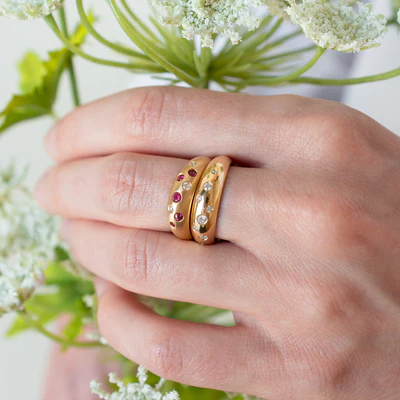 Sunburst Bombe Ring | 6mm | Magpie Jewellery