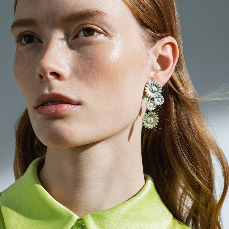 DAISY Green and White Earrings | Magpie Jewellery