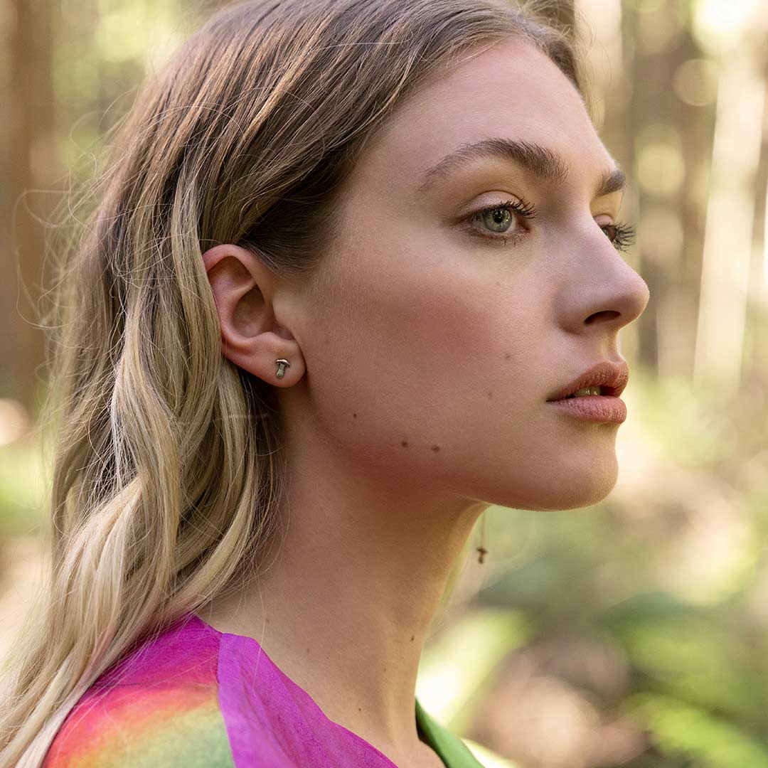 Mushroom Symbol Thread Through Earring | Magpie Jewellery