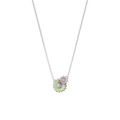 Sterling Silver DAISY Pendant with Green and pink enamel | Magpie Jewellery