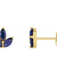 14k Gold & Gemstone Marquis Cluster Earrings - Magpie Jewellery