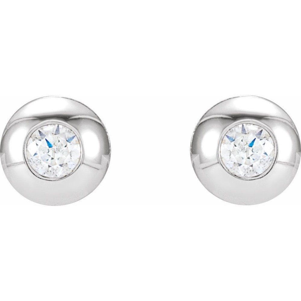 14k Domed Diamond Studs - Magpie Jewellery