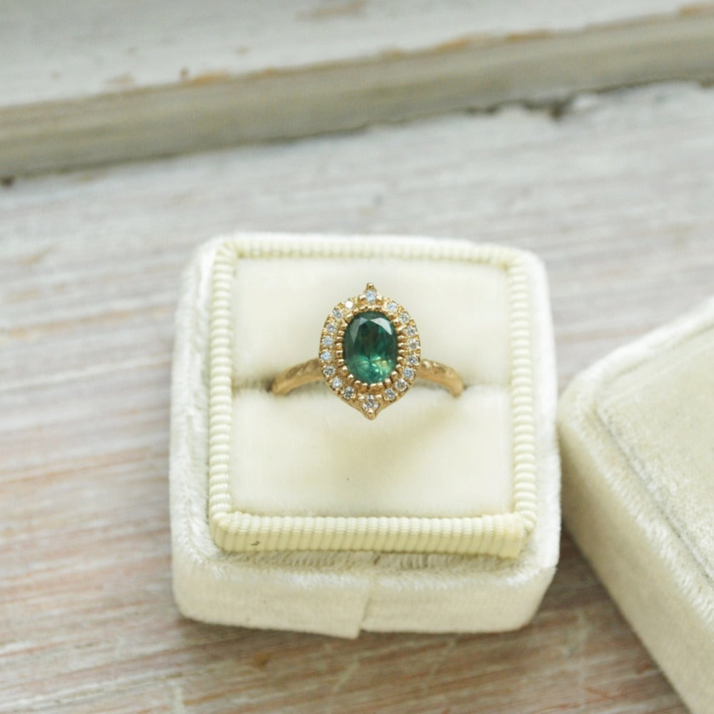 Oval Alexandrite Vintage Halo - Magpie Jewellery