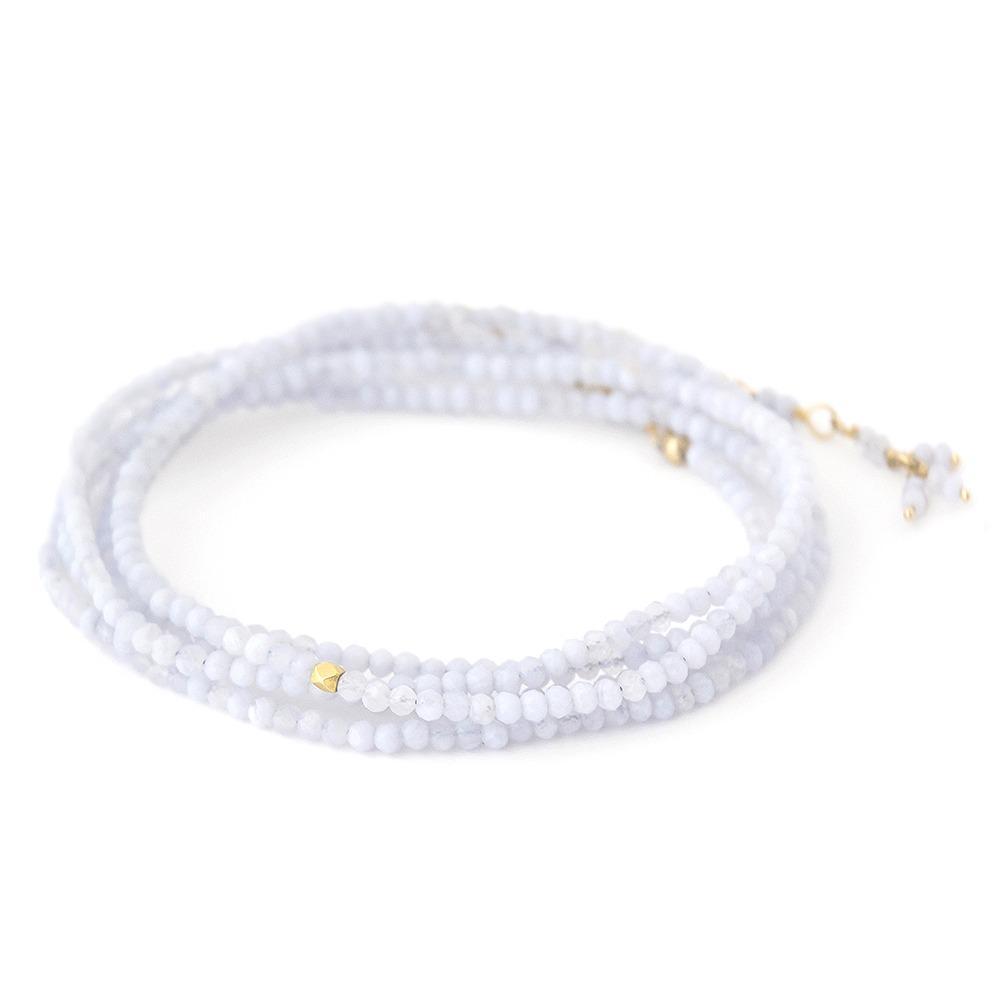 Pale Blue Chalcedony Wrap Bracelet - Magpie Jewellery