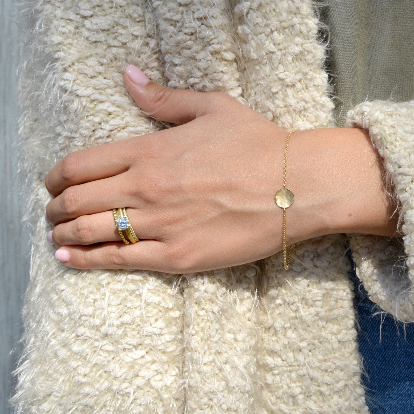 Hammered Disc Bracelet - Magpie Jewellery